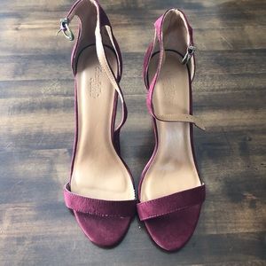 Maroon sandal style heels by Charlotte Russe